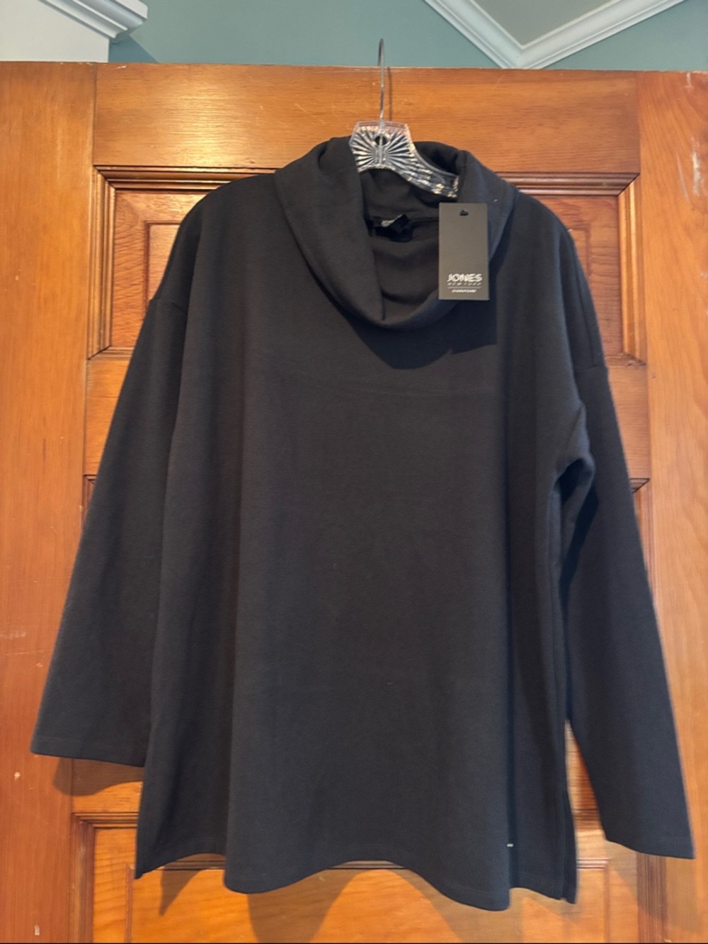 Jones New York Black Heather Funnel Neck Top